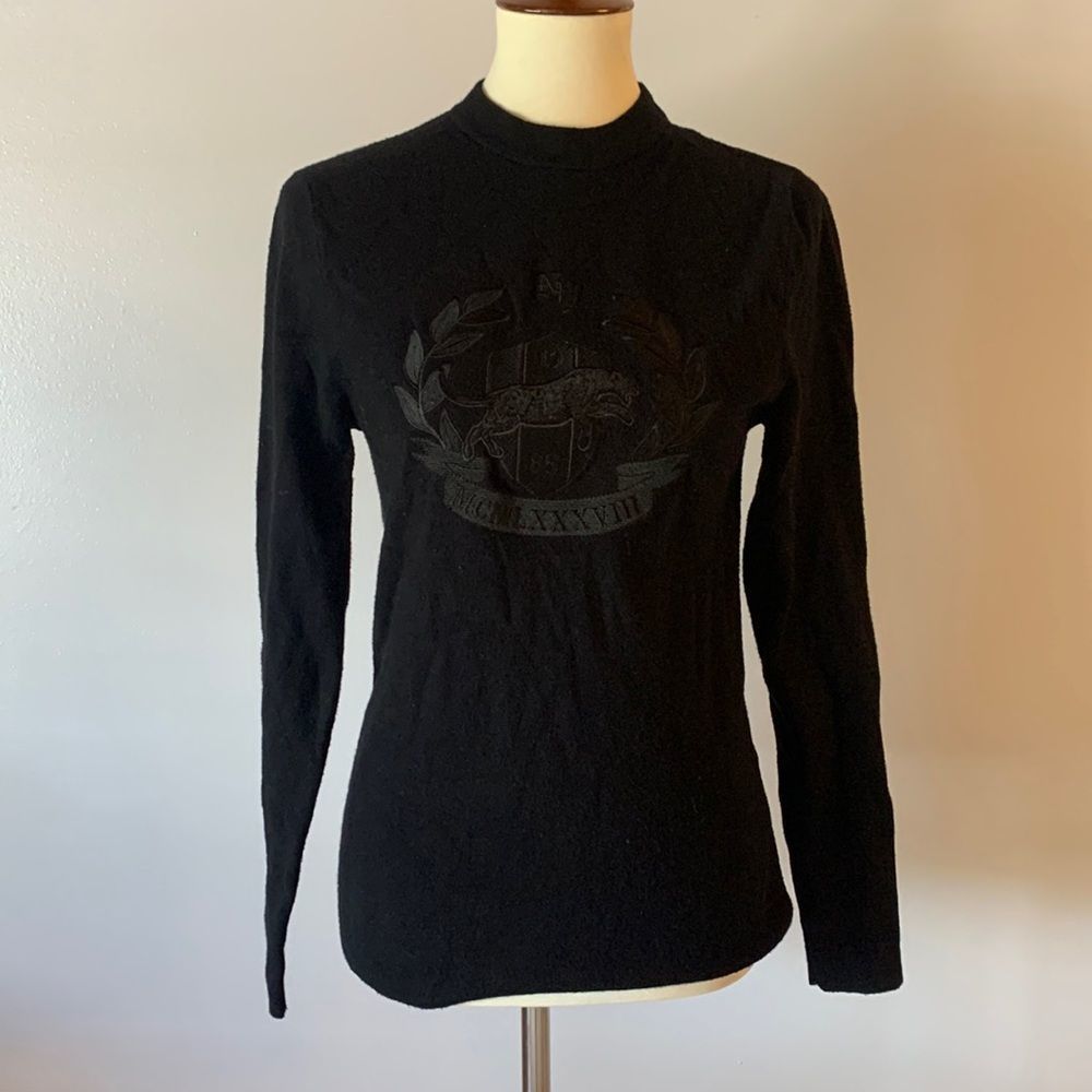 [River Island] Black Knit Embroidered Sweater - Size XS